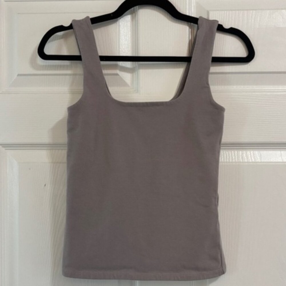 Square neck tank top taupe